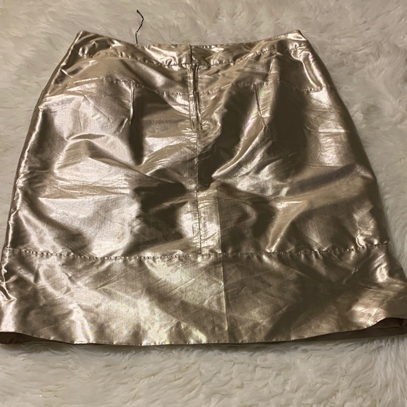 Viventy Chic Metallic Silk Skirt in Lustrous Gold (looks silver in some light) - Picture 2 of 10
